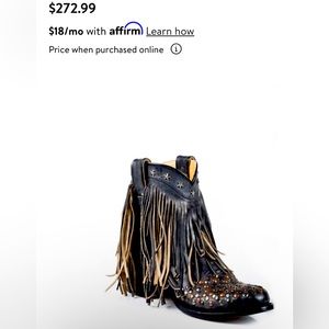 Stetson Western Black leather studded Lila boots